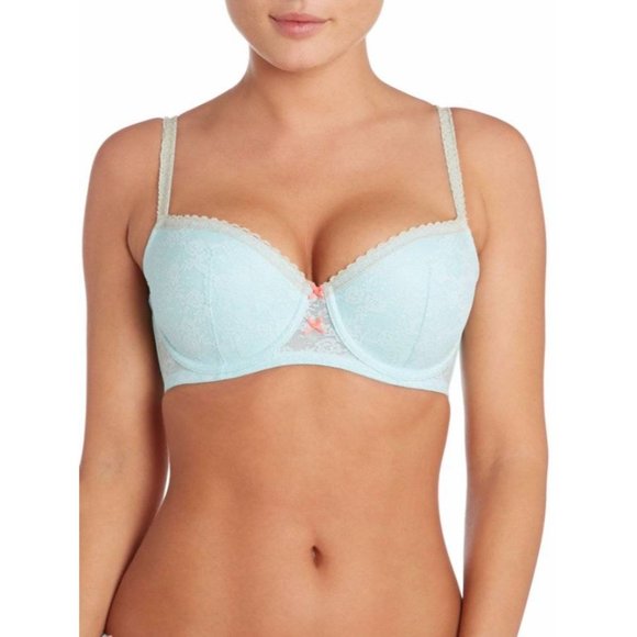 HEIDI KLUM Mon Coeur Lace Balconette Underwire Bra Blue 32C NEW - Picture 2 of 8